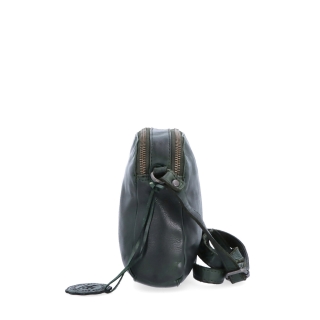 Kvalitná kožená crossbody kabelka Noelia Bolger materiál kože zapínanie na zips farba zelená veľkosť malá NB 2408 ZE Z boku