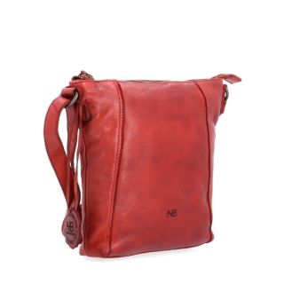 Malá kožená crossbody s prešívaním Noelia Bolger materiál kože zapínanie na zips farba červená veľkosť malá NB 2086 CV