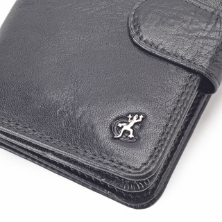 Kožená peňaženka na výšku Cosset materiál kože zapínanie na cvok farba čierna veľkosť stredná 4494 Komodo C Logo