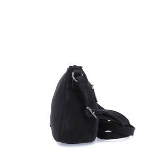 Elegantná malá crossbody kabelka Carmelo materiál syntetická koža zapínanie na zips farba čierna veľkosť malá 4666 C Z boku