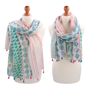 Ľahká šatka s originálnym vzorom Noelia Bolger materiál Viskóza a bavlna farba multicolor KL506 - 10
