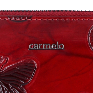 Väčšia peňaženka z lakovanej kože Carmelo materiál kože zapínanie na zips farba červená veľkosť veľká 2111 M CV Logo