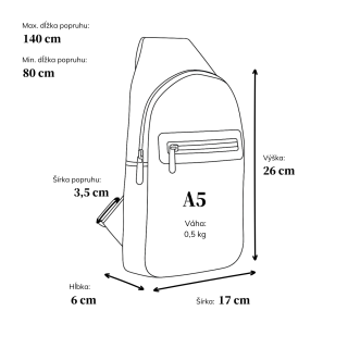 Kožený crossbody bodybag s variabilným nosením Noelia Bolger materiál kože zapínanie na zips farba čierna veľkosť malá NB 2034 C Rozmery