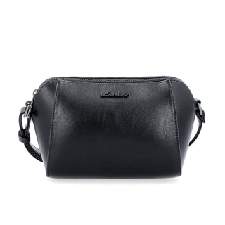 Menšia crossbody kabelka s dvoma vreckami Le Sands materiál syntetická koža zapínanie na zips farba čierna veľkosť malá 7716 C Spredu