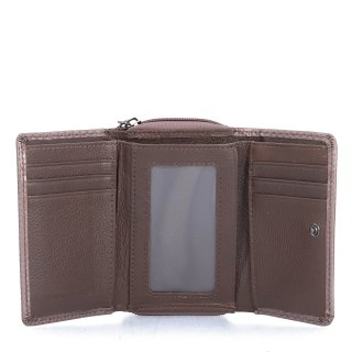 Lakovaná kožená peňaženka s moderným vzorom Carmelo materiál kože zapínanie na zips farba taupe veľkosť malá 2105 K T Otvorený