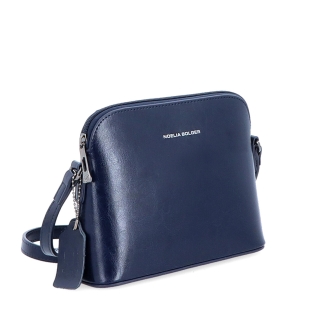 Luxusná malá kožená crossbody kabelka Noelia Bolger materiál kože zapínanie na zips farba modrá veľkosť malá NB 0080 TM