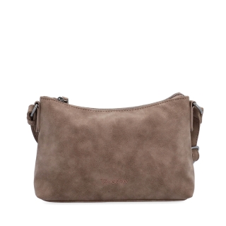 Malá elegantná crossbody kabelka Tangerin materiál syntetická koža zapínanie na zips farba hnedá veľkosť malá 1109 H Spredu