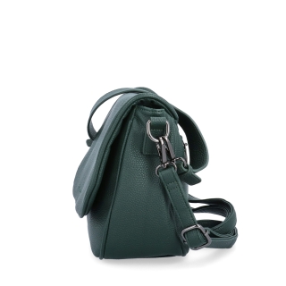 Dámska crossbody kabelka s jemnou štruktúrou Carmelo materiál syntetická koža zapínanie s chlopňou farba zelená veľkosť stredná 4361 TZE Z boku