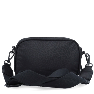 Nylonová crossbody kabelka so širokým popruhom a predným vreckom Carmelo materiál nylon zapínanie na zips farba čierná veľkosť malá 6613 C LE Zozadu