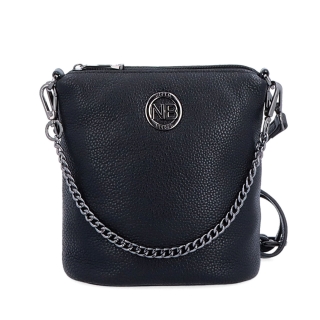 Malá kožená crossbody kabelka s výraznou retiazkou Noelia Bolger materiál kože zapínanie na zips farba čierna veľkosť malá NB 3016 C Spredu