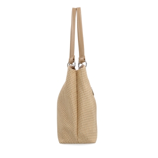 Praktická shopper kabelka so štruktúrovaným vnútrom Le Sands materiál syntetická koža zapínanie na zips farba béžová veľkosť veľká 4619 BE Z boku