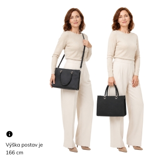 Dámska kabelka s odnímateľným crossbody popruhom Le Sands materiál syntetická koža zapínanie na zips farba metalíza veľkosť stredná 4648 ZL Na postave