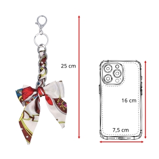Prívesok na kabelku s mašľou a karabínkou Indee materiál textil farba multicolor D018