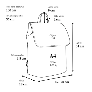 Kožený mestský batoh s chlopňou Noelia Bolger materiál kože zapínanie na zips farba čierna veľkosť stredná NB 2401 C Rozmery