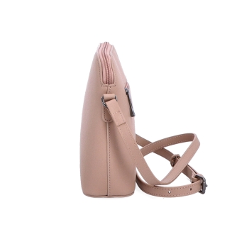 Elegantná kožená kabelka Noelia Bolger materiál kože zapínanie na zips farba nude veľkosť malá NB 0064 N Z boku