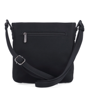 Praktická crossbody kabelka s predným vreckom Le Sands materiál syntetická koža zapínanie na zips farba čierna veľkosť stredná 4653 C Zozadu