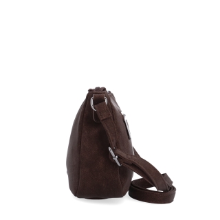 Elegantná malá crossbody kabelka Carmelo materiál syntetická koža zapínanie na zips farba hnedá veľkosť malá 4666 H Z boku