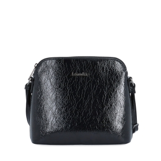 Dizajnová crossbody vintage kabelka so štruktúrovaným vzorom Le Sands materiál syntetická koža zapínanie na zips farba čierna veľkosť malá 4371 C Spredu