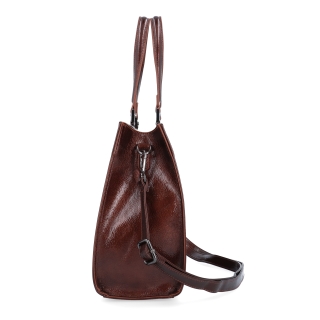 Kabelka do ruky s odnímateľným crossbody popruhom a príveskom Le Sands Le Sands materiál syntetická koža zapínanie na zips farba hnedá veľkosť stredná 4638 H Z boku