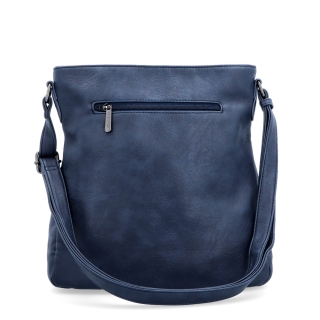 Crossbody kabelka s jednoduchým prešívaním Tangerin materiál syntetická koža zapínanie na zips farba modrá veľkosť stredná 8003 TM Zozadu