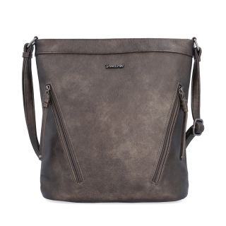 Crossbody kabelka s ozdobnými zipsami Tangerin materiál syntetická koža zapínanie na zips farba sivá veľkosť stredná 8050 ANT Spredu
