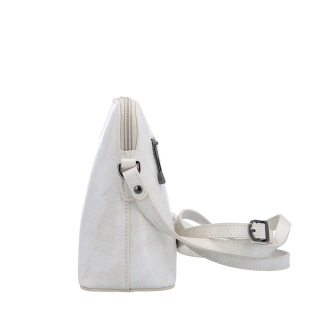 Minimalistická kožená crossbody kabelka na každý deň Noelia Bolger materiál kože zapínanie na zips farba biela veľkosť malá NB 0116 OW Z boku