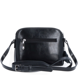 Luxusná malá kožená crossbody kabelka Noelia Bolger materiál kože zapínanie na zips farba čierna veľkosť malá NB 0080 C Zozadu