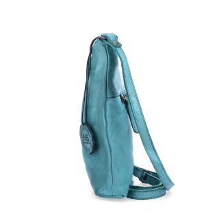 Kožená crossbody kabelka na každý deň Noelia Bolger materiál kože zapínanie na zips farba tyrkysová veľkosť malá NB 2404 TYR Z boku