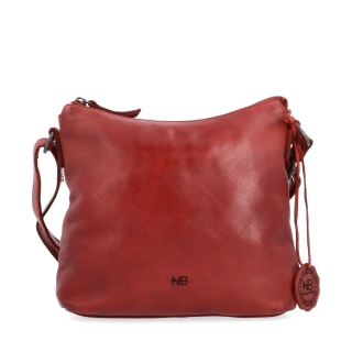 Kožená crossbody kabelka s moderným dizajnom Noelia Bolger materiál kože zapínanie na zips farba červená veľkosť malá NB 2400 CV Spredu