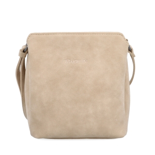 Praktická crossbody kabelka so štruktúrovaným vnútrom Tangerin materiál syntetická koža zapínanie na zips farba béžová veľkosť malá 1117 BE Spredu