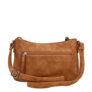 Malá elegantná crossbody kabelka Tangerin materiál syntetická koža zapínanie na zips farba koňaková veľkosť malá 1109 KO Zozadu