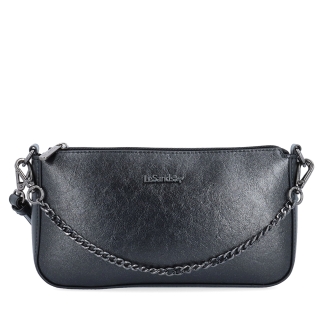 Malá crossbody kabelka s odnímateľnou retiazkou Le Sands materiál syntetická koža zapínanie na zips farba sivá veľkosť malá 4610 ANT Spredu