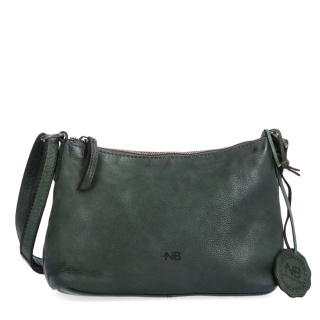 Praktická kožená crossbody na každý deň Noelia Bolger materiál kože zapínanie na zips farba zelená veľkosť malá NB 2406 ZE Spredu