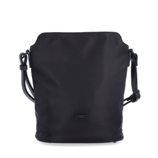 Praktická crossbody kabelka s extra vreckom Carmelo materiál nylon zapínanie na zips farba čierna veľkosť malá 6607 C Spredu
