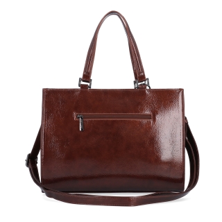 Kabelka do ruky s odnímateľným crossbody popruhom a príveskom Le Sands Le Sands materiál syntetická koža zapínanie na zips farba hnedá veľkosť stredná 4638 H Zozadu