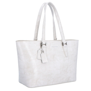Shopper kabelka cez rameno Noelia Bolger materiál kože zapínanie na zips farba biela veľkosť veľká NB 0047 OW