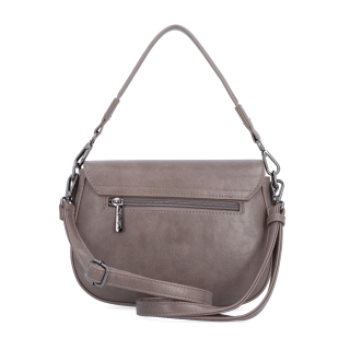 Štýlová crossbody kabelka s chlopňou Le Sands materiál syntetická koža zapínanie s chlopňou farba taupe veľkosť malá 7730 T Zozadu