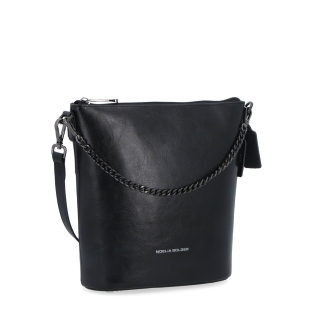 Elegantná kožená crossbody s retiazkou Noelia Bolger materiál kože zapínanie na zips farba čierna veľkosť malá NB 0048 C