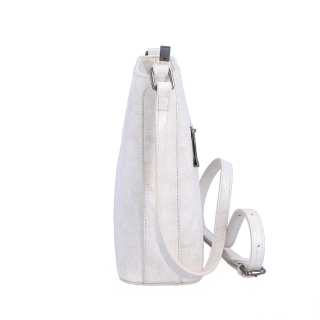 Malá elegantná kožená crossbody kabelka Noelia Bolger materiál kože zapínanie na zips farba biela veľkosť malá NB 0065 OW Z boku