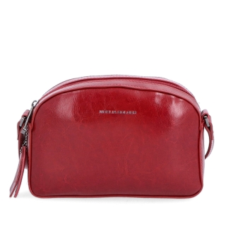 Malá minimalistická kožená crossbody kabelka Noelia Bolger materiál kože zapínanie na zips farba červená veľkosť malá NB 0106 TCV Spredu