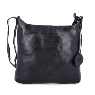 Kožená crossbody kabelka na každý deň Noelia Bolger materiál kože zapínanie na zips farba čierna veľkosť malá NB 2404 C Spredu