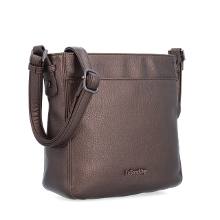 Praktická crossbody kabelka s predným vreckom Le Sands materiál syntetická koža zapínanie na zips farba metalíza veľkosť stredná 4653 BR
