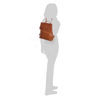 Kožený batoh s chlopňou vo vintage štýle Noelia Bolger materiál kože zapínanie na zips farba koňaková veľkosť stredná NB 2014 KO Na postave