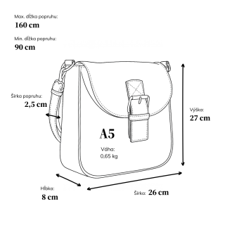 Syntetická crossbody kabelka s výraznou sponou Carmelo materiál syntetická koža zapínanie s chlopňou farba čierna veľkosť stredná 4363 C Rozmery