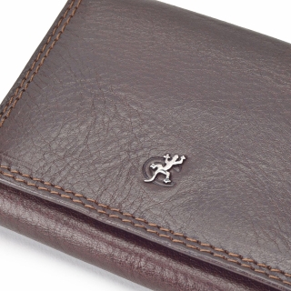 Módna kožená peňaženka Cosset materiál kože zapínanie na cvok farba hnedá veľkosť malá 4508 Komodo H Logo