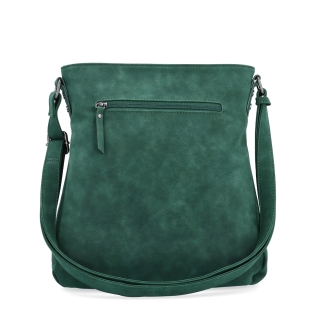 Štýlová crossbody kabelka s čistým dizajnom Tangerin materiál syntetická koža zapínanie na zips farba zelená veľkosť stredná 1101 TZE Zozadu