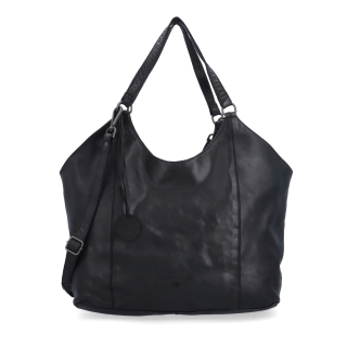 Veľká kožená kabelka s uchami a crossbody popruhom Noelia Bolger materiál kože zapínanie na zips farba čierna veľkosť veľká NB 2429 C Spredu