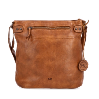 Kožená vintage crossbody s vreckami Noelia Bolger materiál kože zapínanie na zips farba koňaková veľkosť stredná NB 2006 KO Spredu