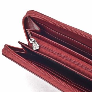 Kožená peňaženka peračník Cosset materiál kože zapínanie na zips farba vínová veľkosť veľká 4492 Komodo BO Detail