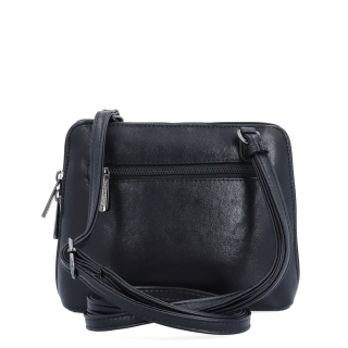 Praktická crossbody kabelka s deleným vnútrom Le Sands materiál syntetická koža zapínanie na zips farba čierna veľkosť malá 7723 C Zozadu